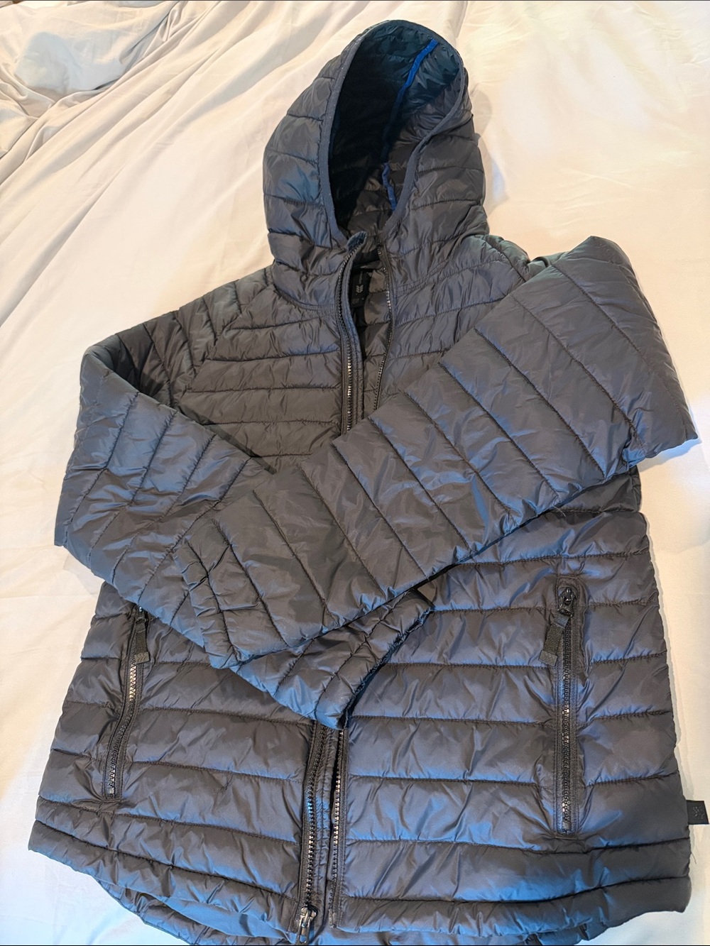 all in motion Men's Quilted Hooded Puffer Jacket - Charcoal Gray